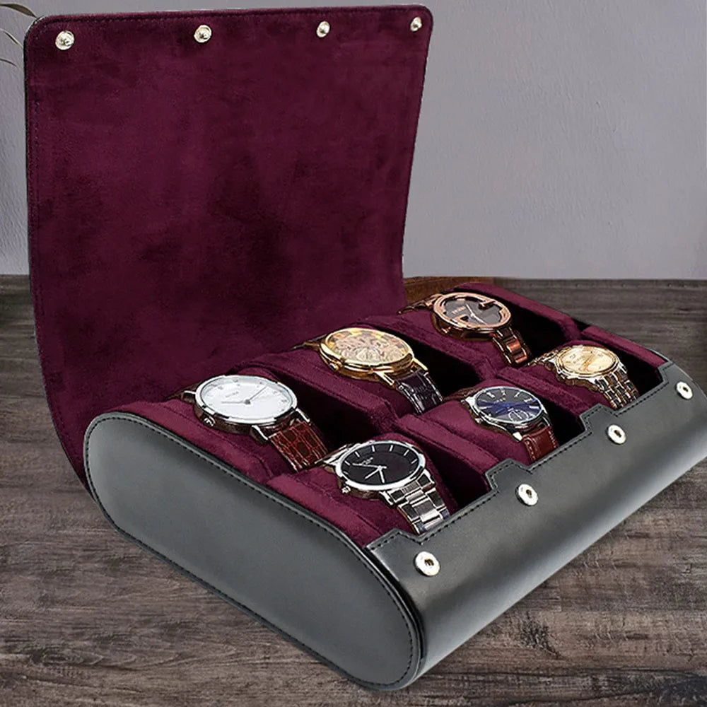 Boite à Montre - Etui Noir Bordeaux Sextuple