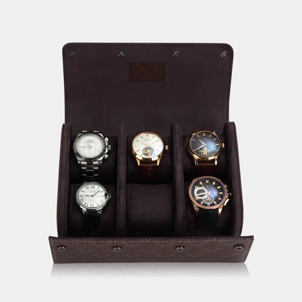 Boite a Montre OPTIMUS 6 Montres Marron Blanc 3