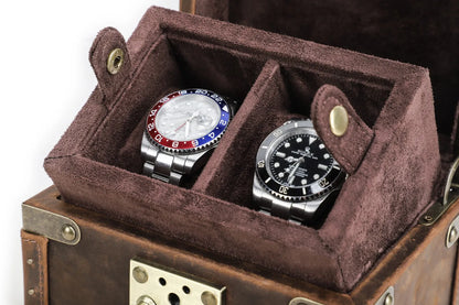Boite à montre - Coffre Trésor Pirate Duo-2-1 à 3 montres,Cuir,Cuir véritable