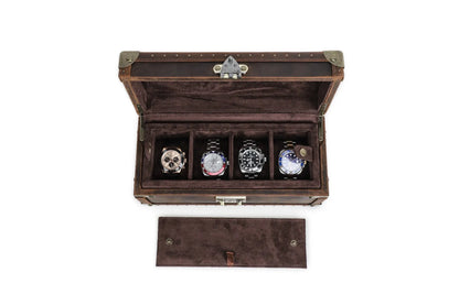 Boite à montre - Coffre Trésor Pirate Quatuor-1-4 à 8 montres,Cuir,Cuir véritable