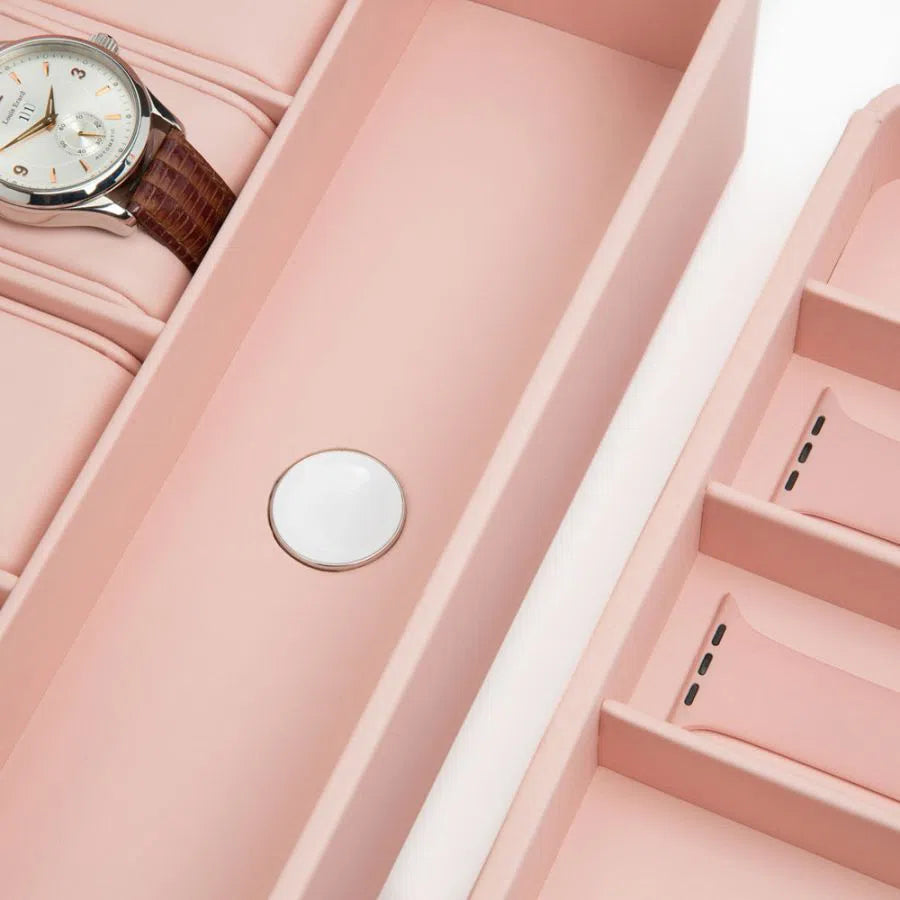 Boîte à montres 5 pièces avec plateau pour bracelets Apple Watch - Quartz rose