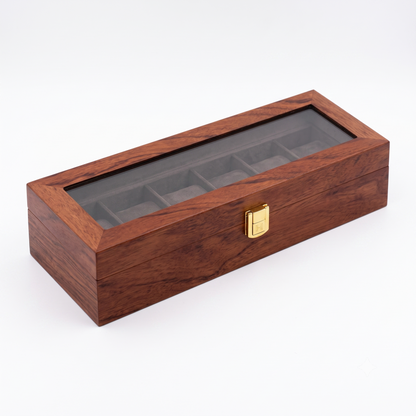 Boite a montre teck classique ferme