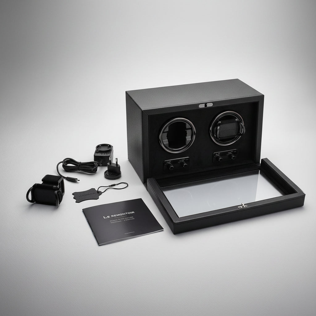 Remontoir Cube Divan · 2 montres · Noir Onyx