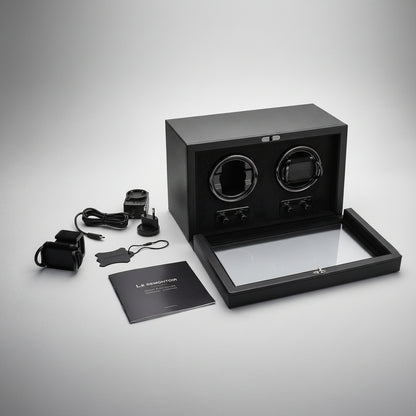 Remontoir Cube Divan · 2 montres · Noir Onyx