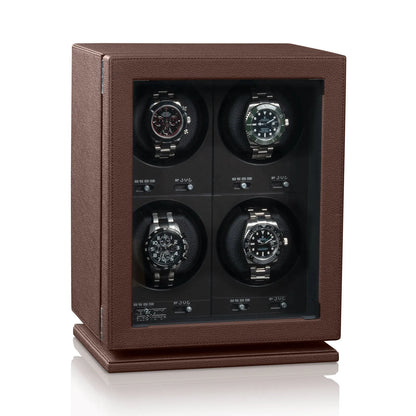 Remontoir Montre - BLDC-B04 Marron obscure-1-4 à 8 montres,Beco,Fibre de cuir,Skaï