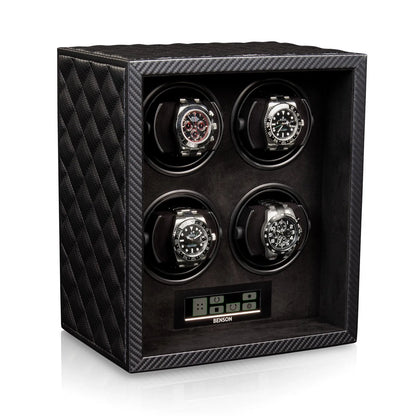 Remontoir Montre - Black Serie 4 Carbone-1-4 à 8 montres,Benson,Bois,bois MDF,Cuir