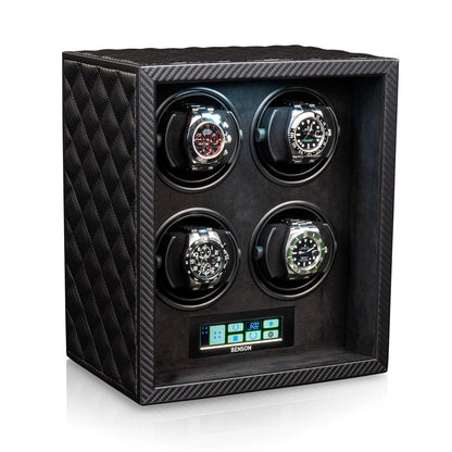 Remontoir Montre - Black Serie 4 Carbone-2-4 à 8 montres,Benson,Bois,bois MDF,Cuir