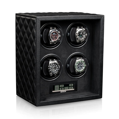 Remontoir Montre - Black Serie 4 Noir-1-4 à 8 montres,Benson,Bois,bois MDF,Cuir