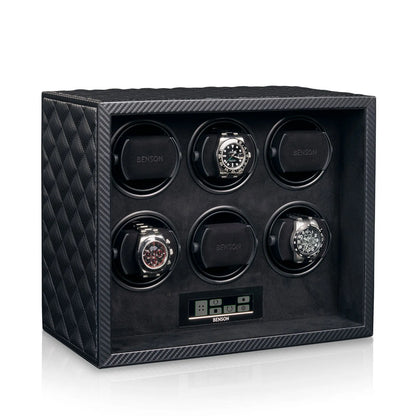 Remontoir Montre - Black Serie 6 Carbone-1-4 à 8 montres,Benson,Bois,bois MDF,Cuir