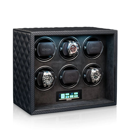 Remontoir Montre - Black Serie 6 Carbone-2-4 à 8 montres,Benson,Bois,bois MDF,Cuir
