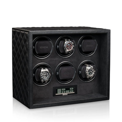 Remontoir Montre - Black Serie 6 Noir-1-4 à 8 montres,Benson,Bois,bois MDF,Cuir