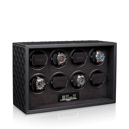 Remontoir Montre - Black Serie 8 Carbone-2-4 à 8 montres,Benson,Bois,bois MDF,Cuir