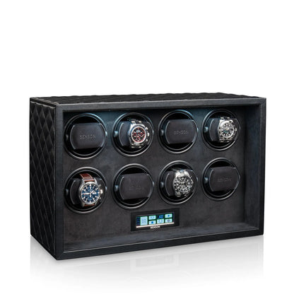 Remontoir Montre - Black Serie 8 Noir-2-4 à 8 montres,Benson,Bois,bois MDF,Cuir