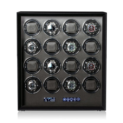 Remontoir Montre - Gardien 16 Cuir Noir-1-bois MDF,Fibre de cuir,Heisse & Söhne,Plus de 8 montres