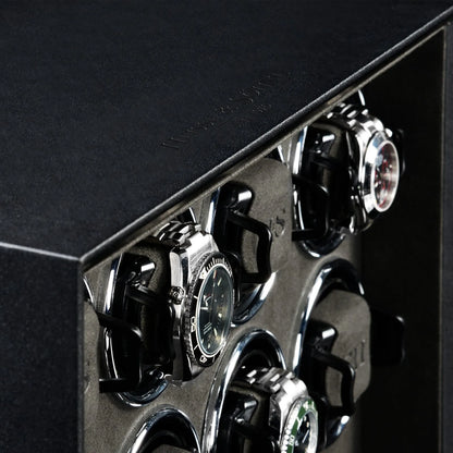 Remontoir Montre - Gardien 16 Cuir Noir-4-bois MDF,Fibre de cuir,Heisse & Söhne,Plus de 8 montres