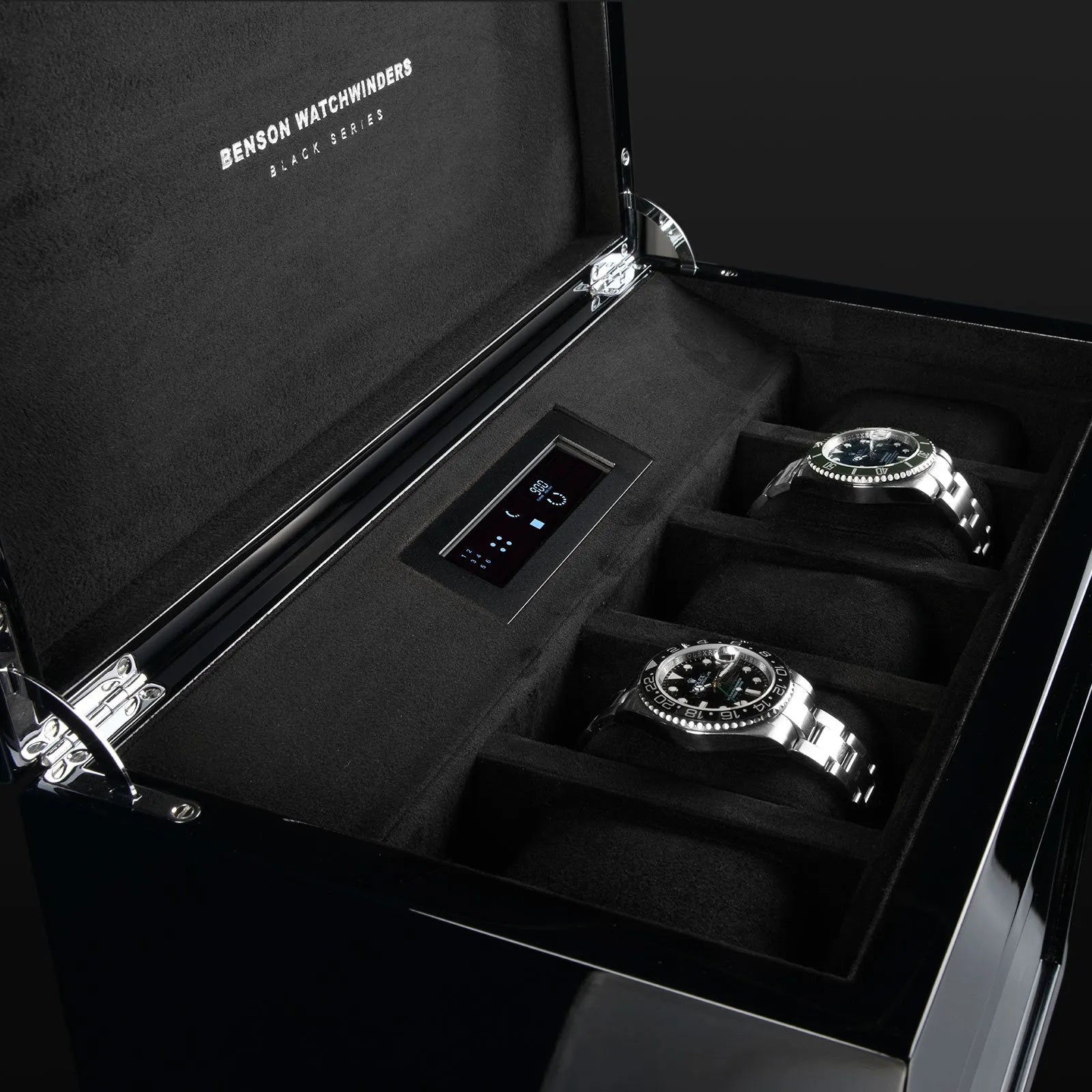 Remontoir Montre - Noir Haute Brillance Serie 6-2-4 à 8 montres,Benson,bois MDF