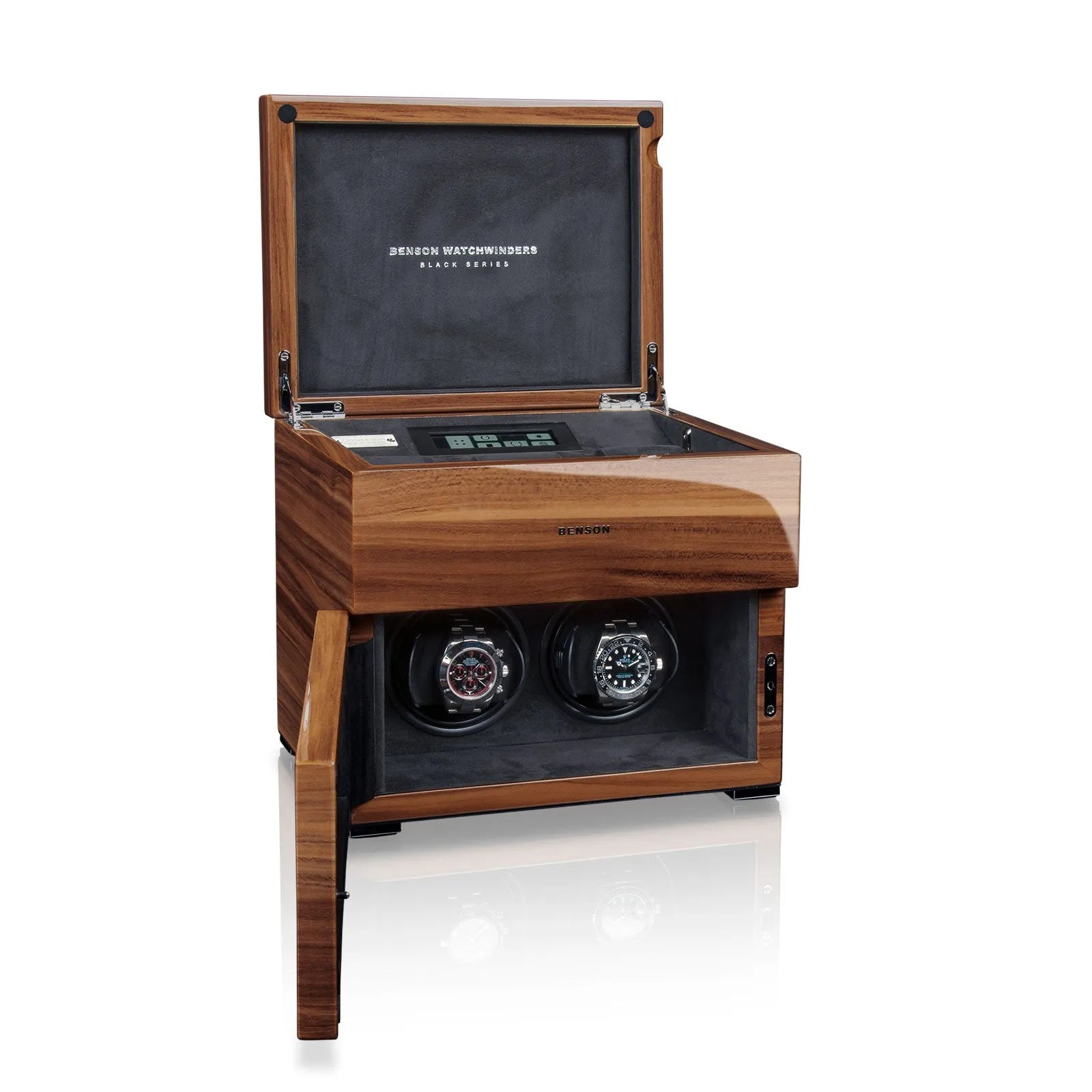 Remontoir Montre - Noyer Serie 2-2-1 à 3 montres,Benson,Bois