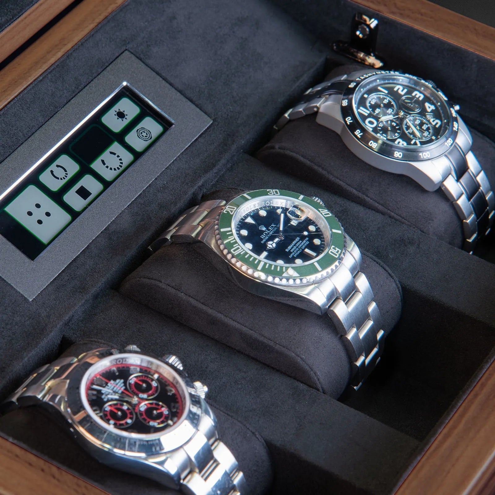 Remontoir Montre - Noyer Serie 2-3-1 à 3 montres,Benson,Bois