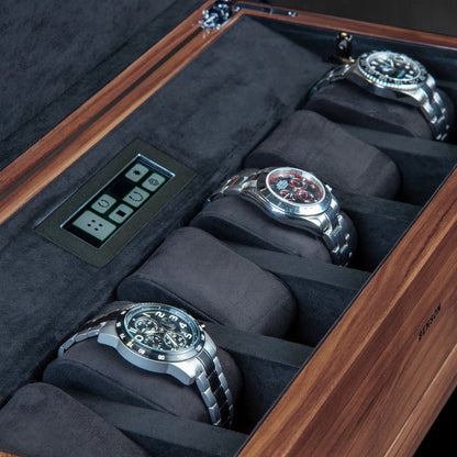 Remontoir Montre - Noyer Serie 8-3-4 à 8 montres,Benson,bois MDF