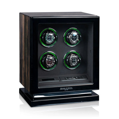 Remontoir Montre - Rome 4 Ebène haute brillance-1-4 à 8 montres,bois MDF,Heisse & Söhne