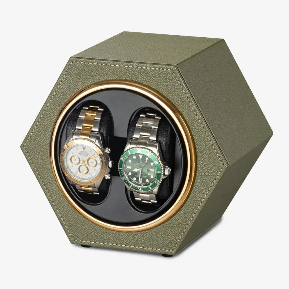 Remontoir de montre hexagonal duo kaki-1-1 à 3 montres,Skai