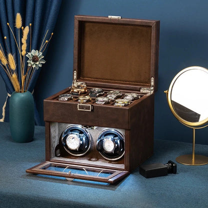 Remontoir Montre Luxueux Marron avec rangement-1-Le Remontoir