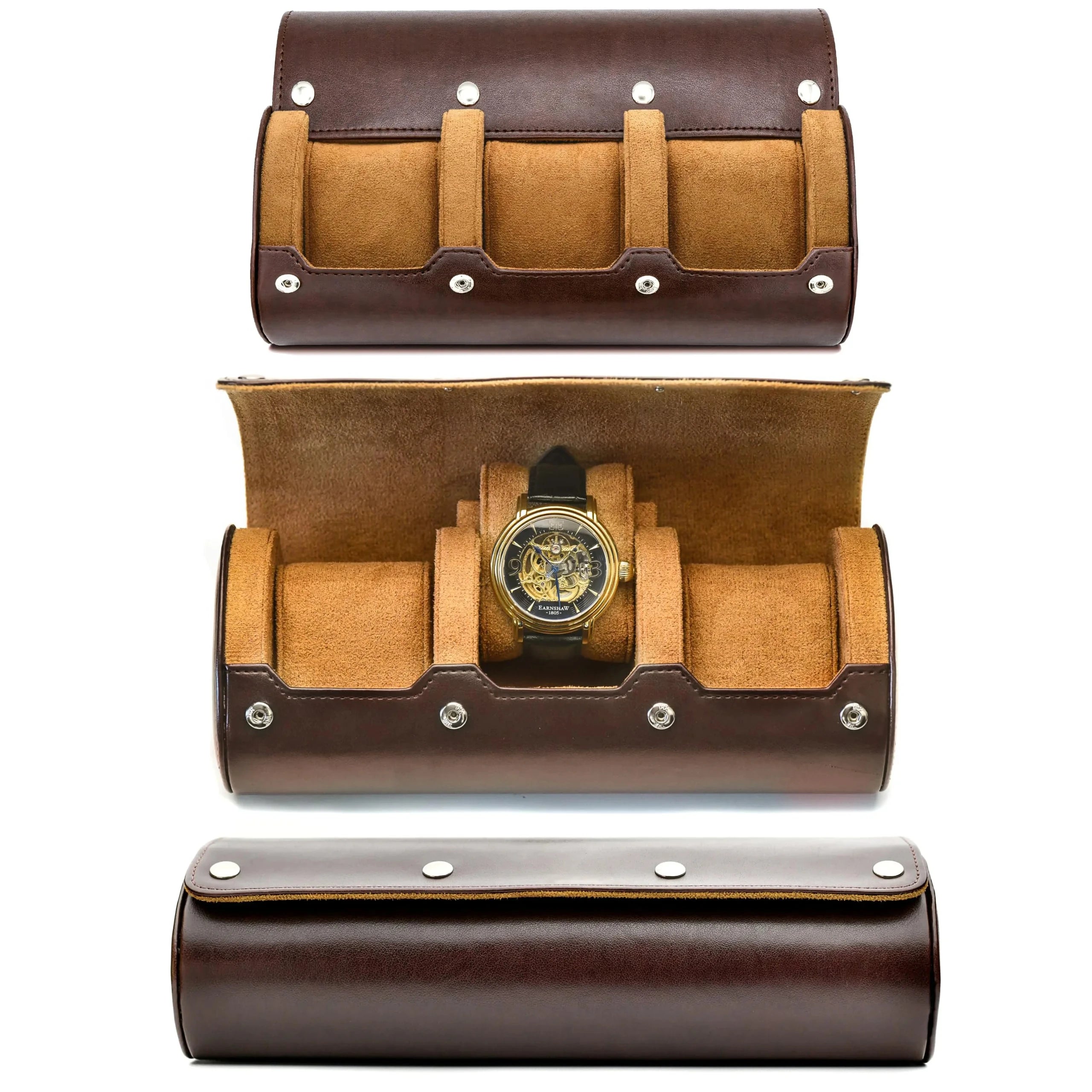 Boite a Montre Etui Marron Ocre Triple