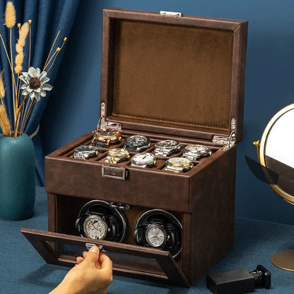 Remontoir Montre Luxueux Marron avec rangement-3-Le Remontoir