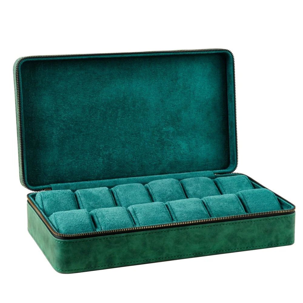 Boite à montre - Trousse Spacieuse verte Emeraude-1-Plus de 8 montres,Skaï