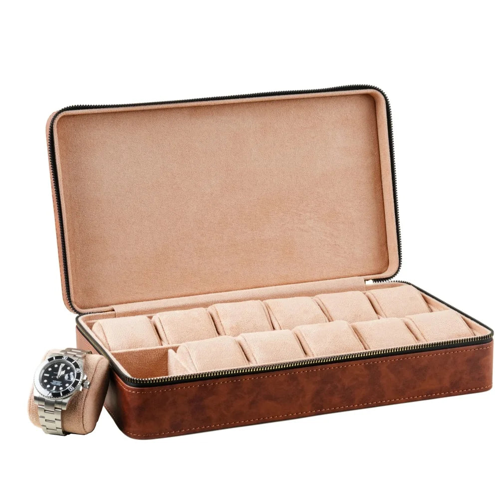 Boite à montre - Trousse Spacieuse Marron-3-Plus de 8 montres,Skaï
