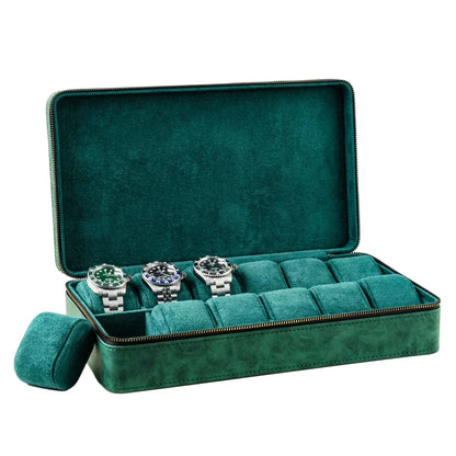 Boite à montre - Trousse Spacieuse verte Emeraude-3-Plus de 8 montres,Skaï