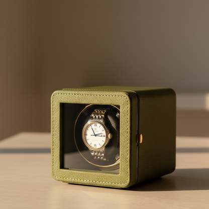 Remontoir Montre - Cube Moderne Vert-2-Le Remontoir