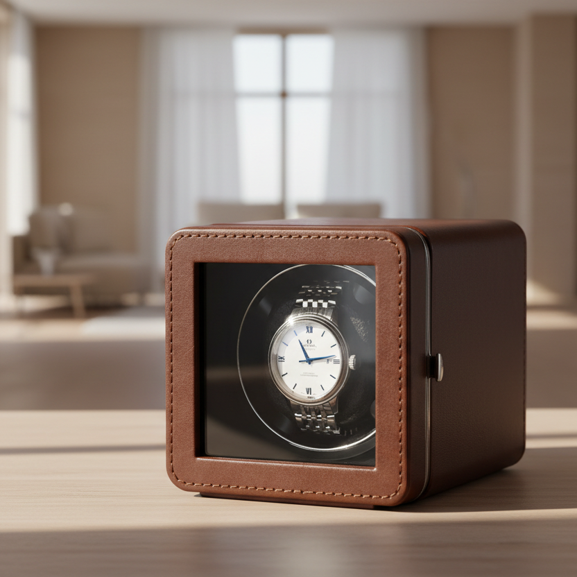 Remontoir Montre - Cube Moderne Marron-3-Le Remontoir