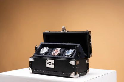 Boite à Montre Saffiano Black 3 Slots-3-Le Remontoir