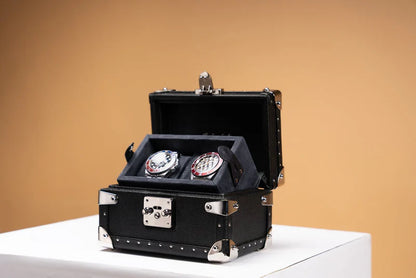 Boite à Montre Saffiano Black 2 Slots-4-Le Remontoir