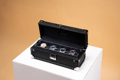 Boite à Montre Saffiano Black 4 Slots-1-Le Remontoir