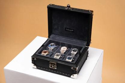 Boite à Montre Saffiano Black 6 Slots-1-Le Remontoir