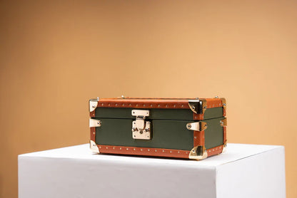 Boite à Montre Saffiano Olive Green 2 Slots-2-Le Remontoir