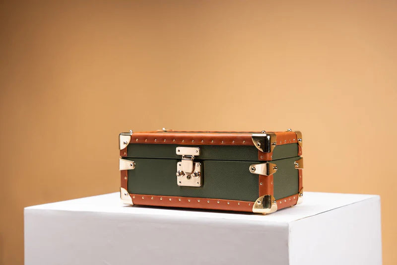 Boite à Montre Saffiano Olive Green 2 Slots-2-Le Remontoir