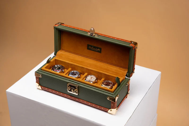 Boite à Montre Saffiano Olive Green 4 Slots-1-Le Remontoir