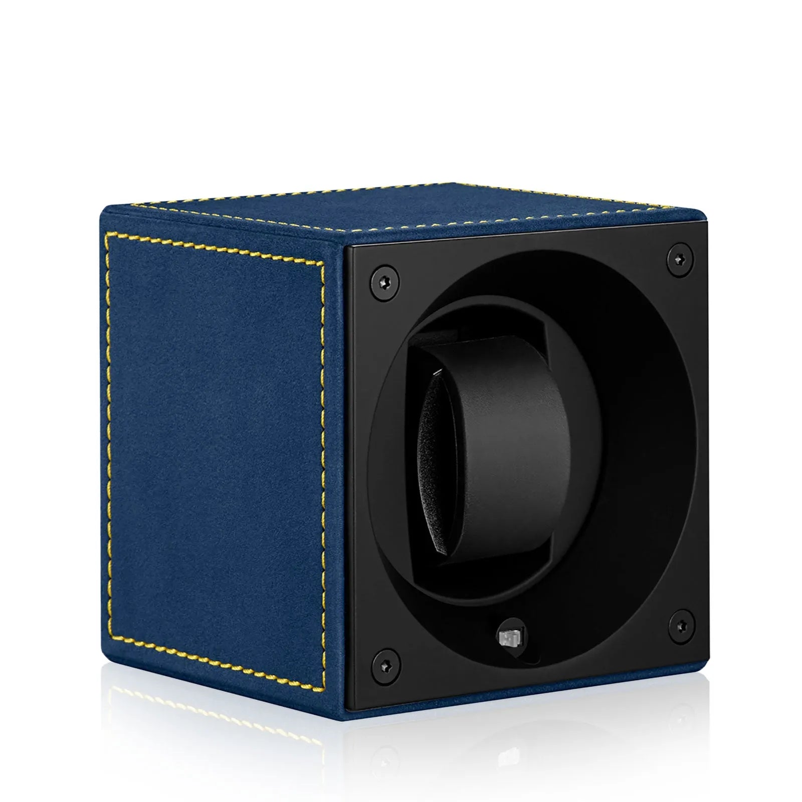 Masterbox Velour Windsor - Bleu / Couture Décorative Jaune-2-Le Remontoir