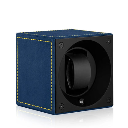 Masterbox Velour Windsor - Bleu / Couture Décorative Jaune-2-Le Remontoir