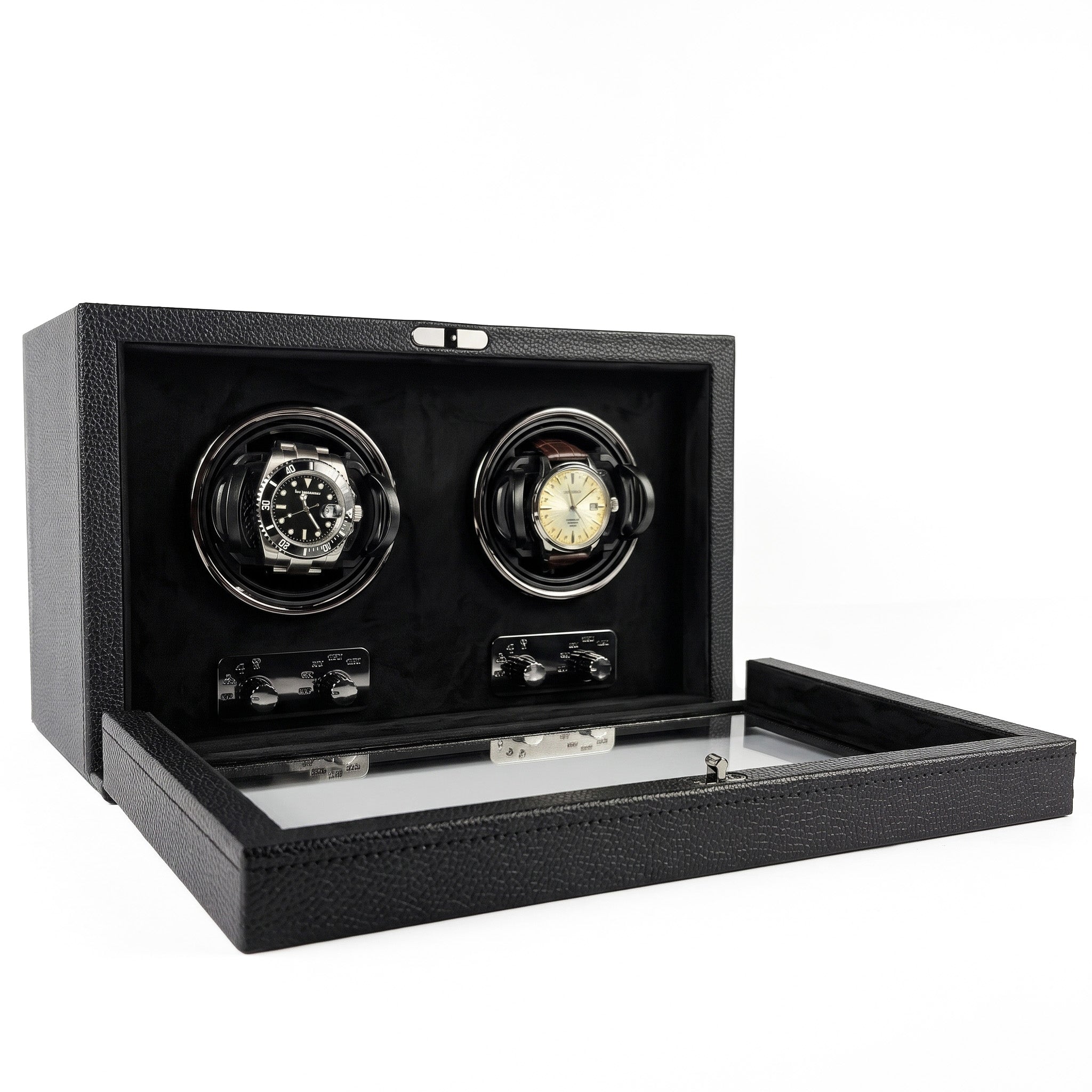 Remontoir Cube Divan · 2 montres · Noir Onyx